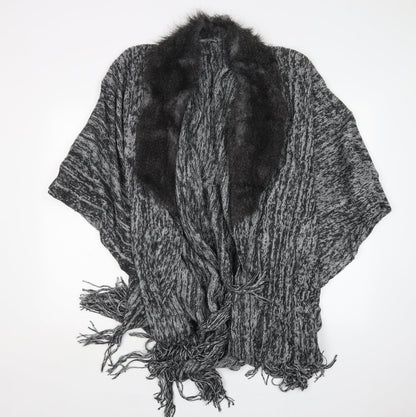Womens UK Size One Size Preworn Grey Cape Jumper