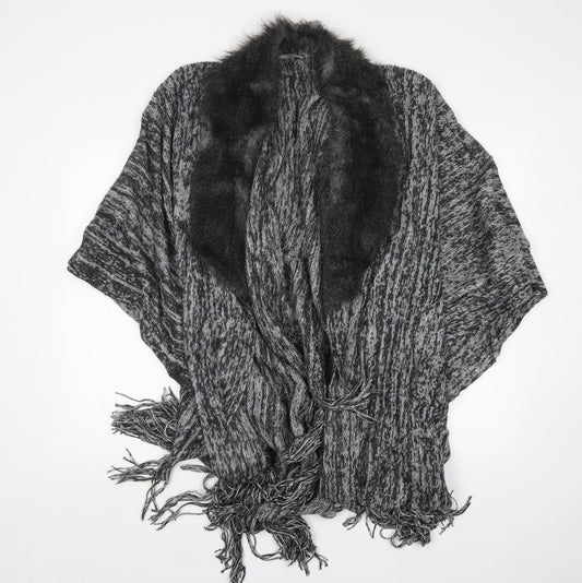 Womens UK Size One Size Preworn Grey Cape Jumper