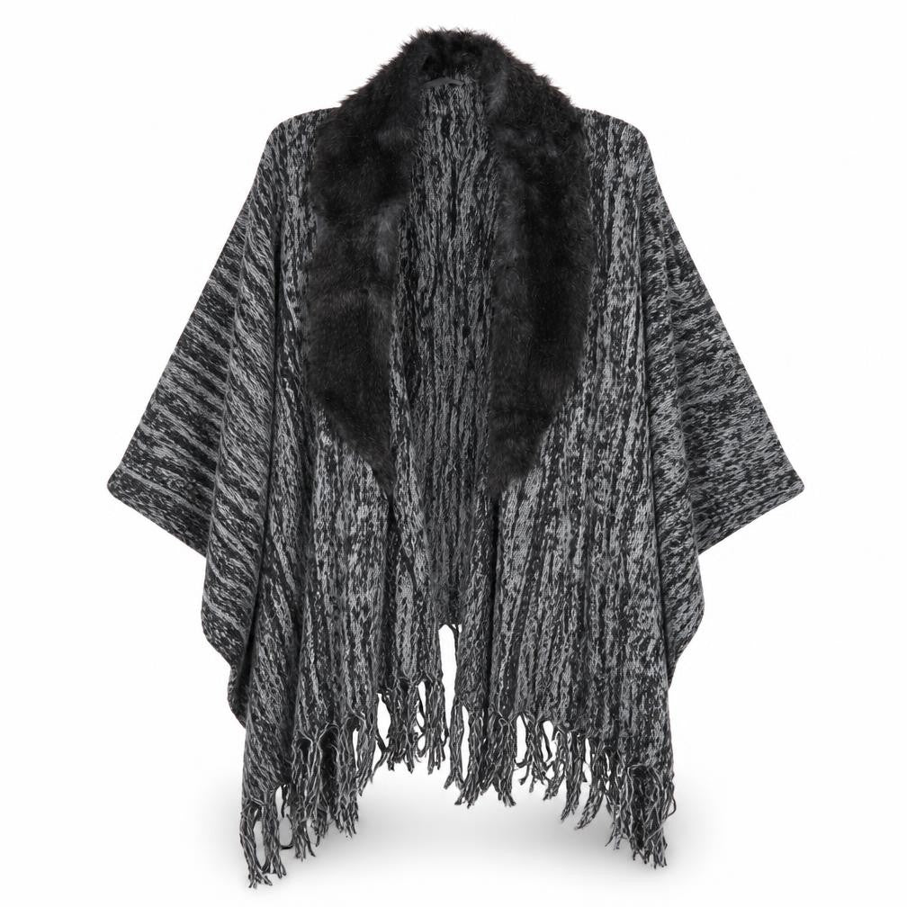 Womens UK Size One Size Preworn Grey Cape Jumper