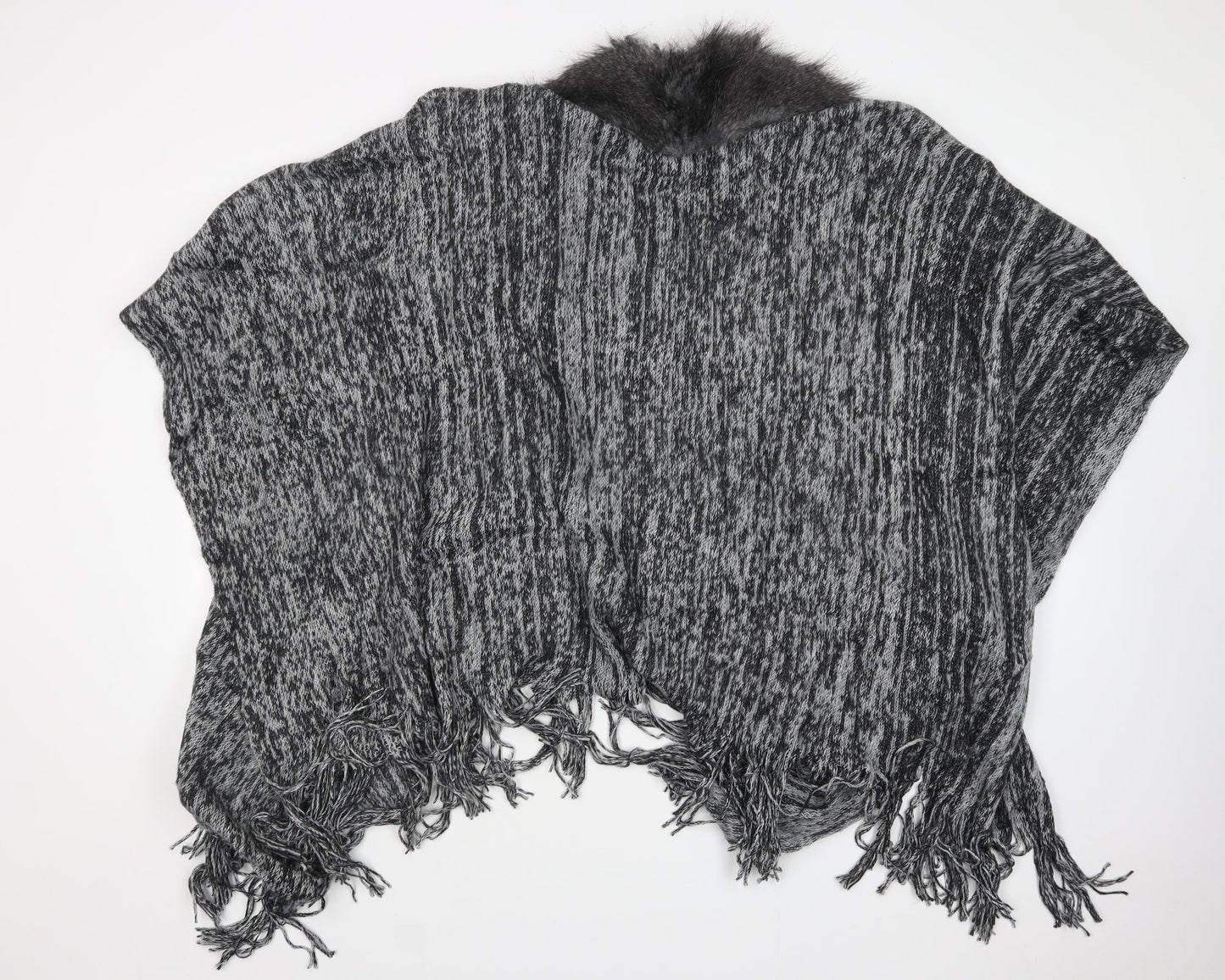 Womens UK Size One Size Preworn Grey Cape Jumper