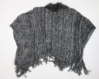 Womens UK Size One Size Preworn Grey Cape Jumper