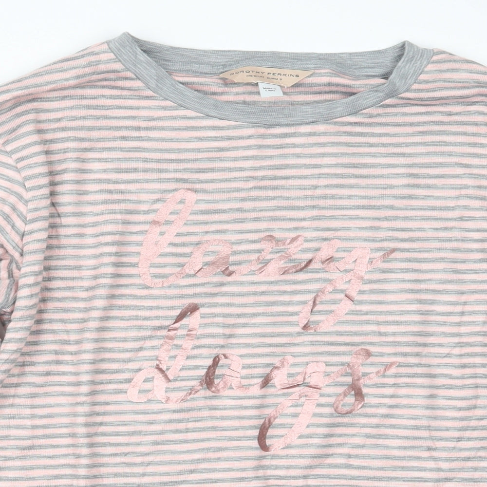 Dorothy Perkins Womens Pink Striped  Top Pyjama Top Size M