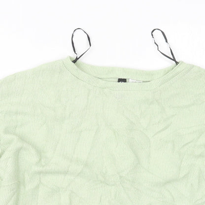 Close-up detail of Divided by H&M women’s green jumper, size XS