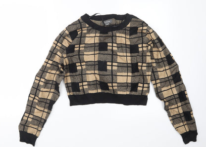 Primark Womens Beige Check Knit Pullover Jumper Size 12