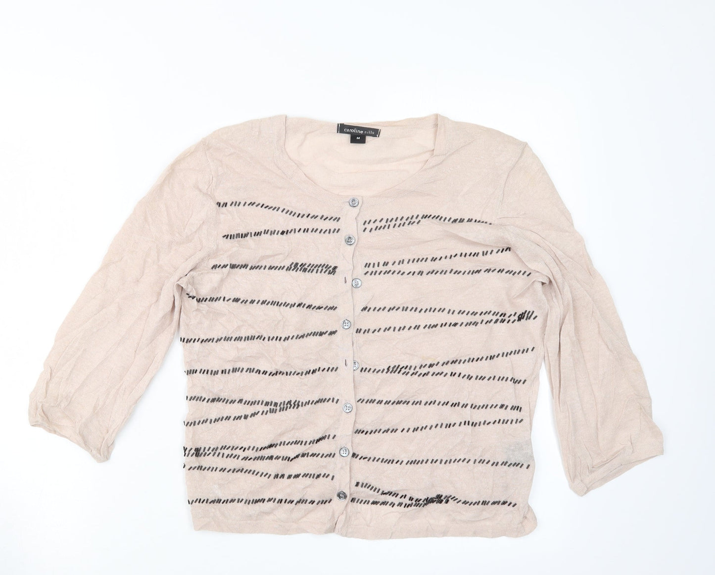 Caroline Sills Womens Beige  Knit Cardigan Jumper Size M