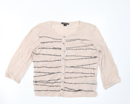 Caroline Sills Womens Beige  Knit Cardigan Jumper Size M