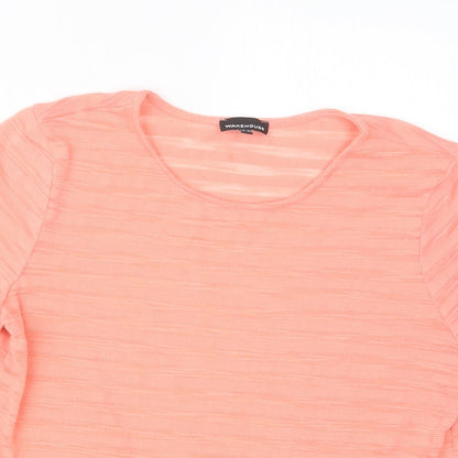Womens UK Size 10 Warehouse Orange Basic T-Shirt