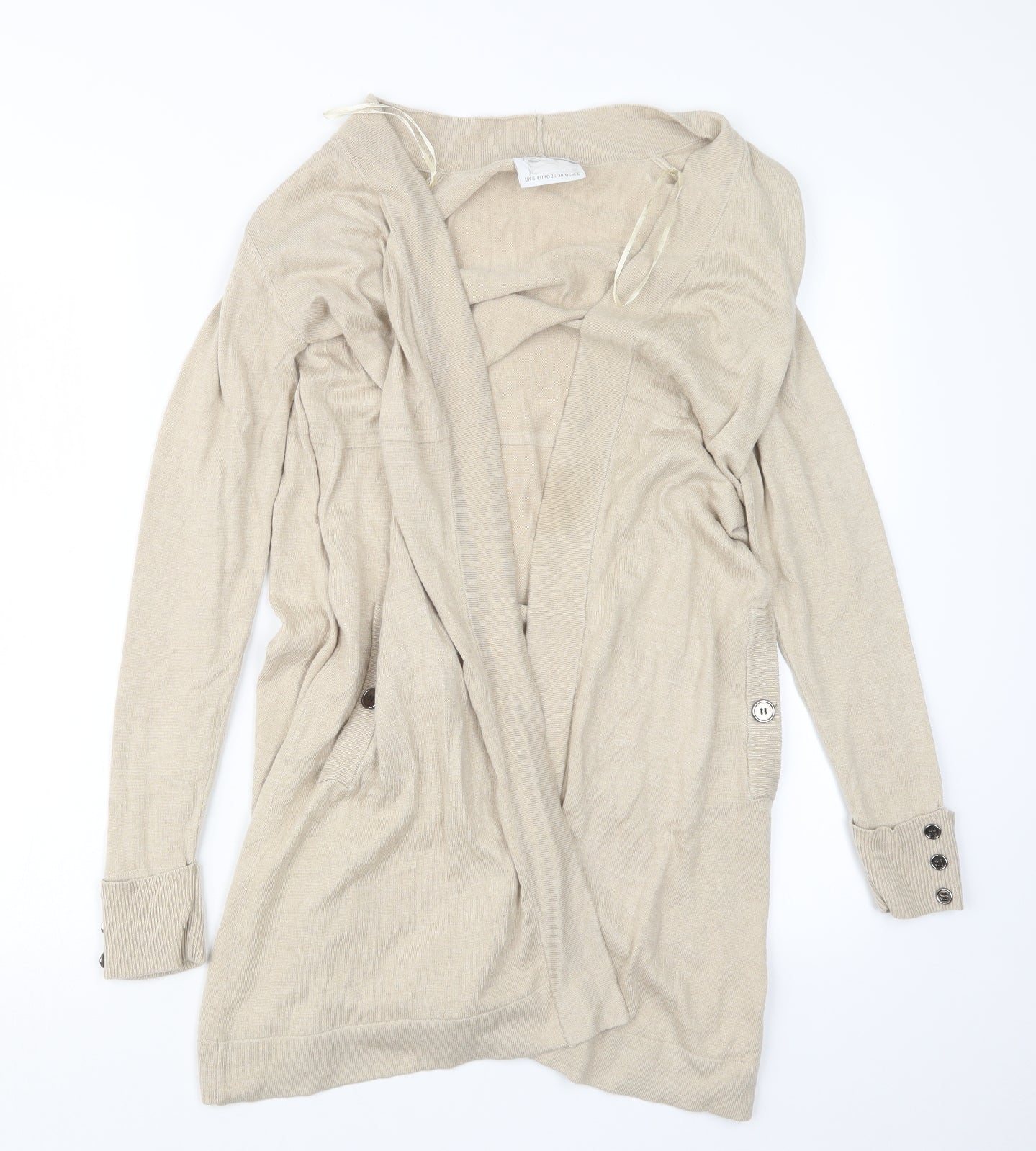 Womens UK Size S Preworn Beige Cardigan Jumper