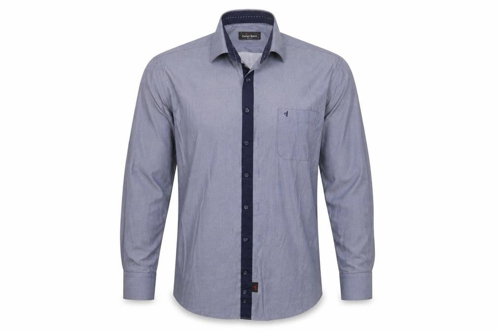 Mens UK Size M Daniel Bessi Blue  Button-Up Long Sleeve Casual Shirt