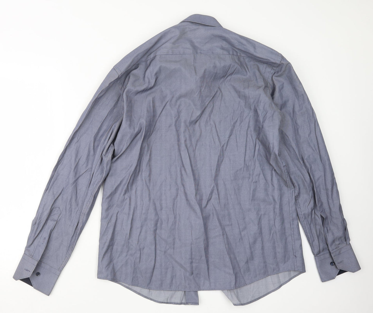 Mens UK Size M Daniel Bessi Blue  Button-Up Long Sleeve Casual Shirt