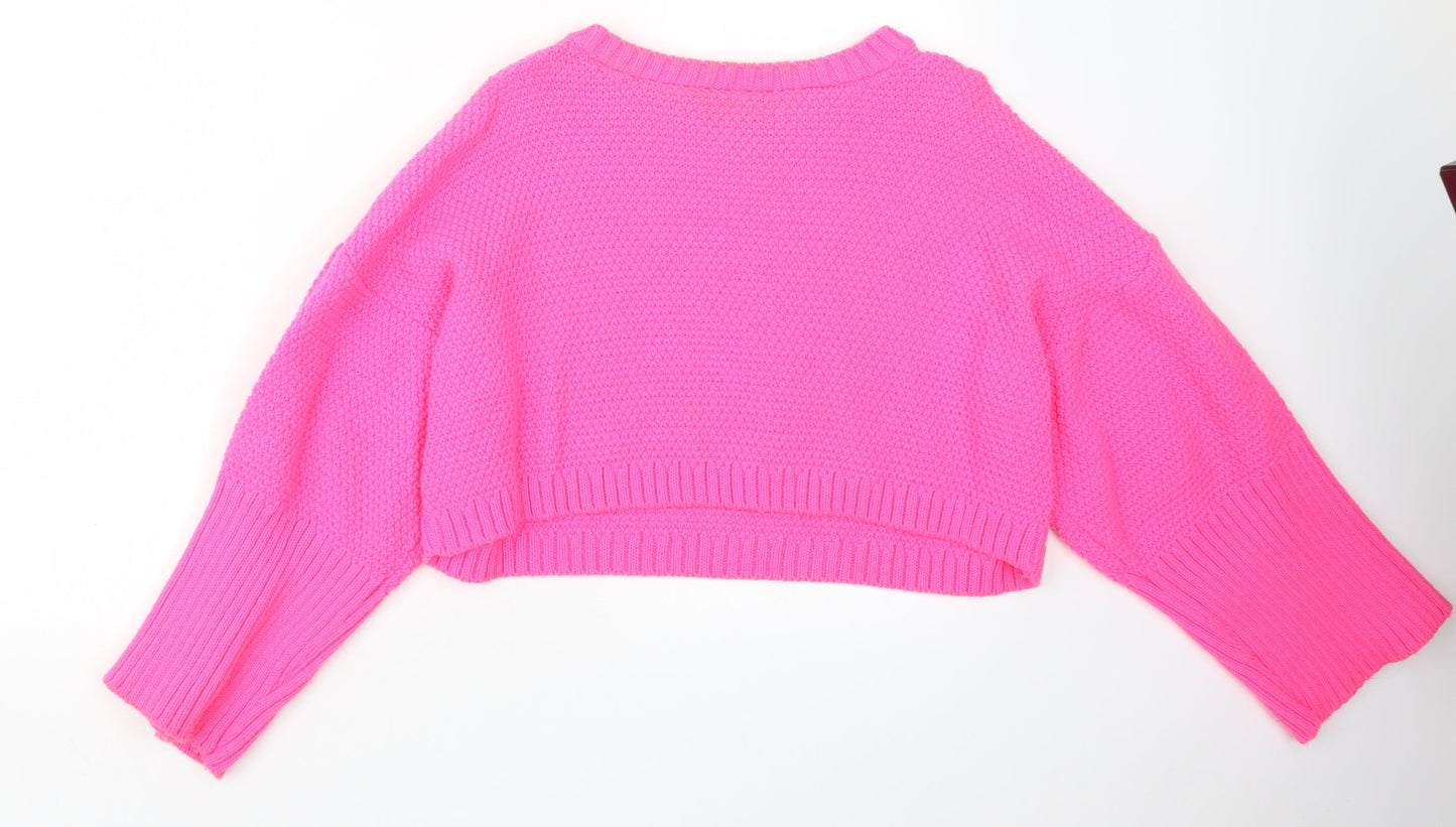 I SAW IT FIRST Womens Pink  Knit Pullover Jumper Size S