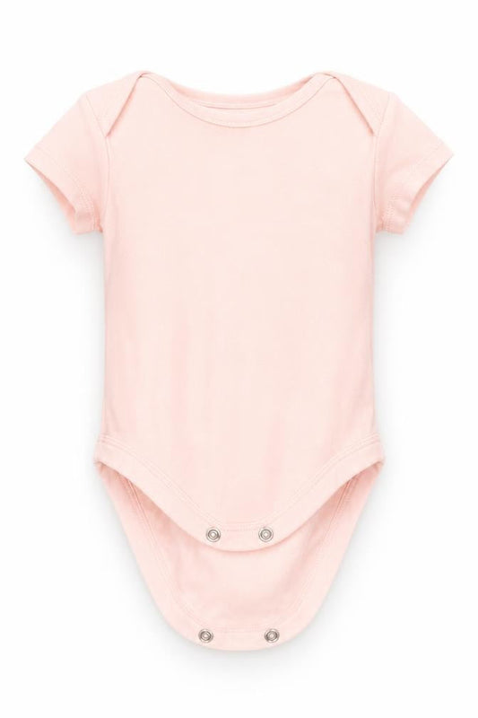 Front view of George girls’ pink babygrow one-piece, size 0-3, months