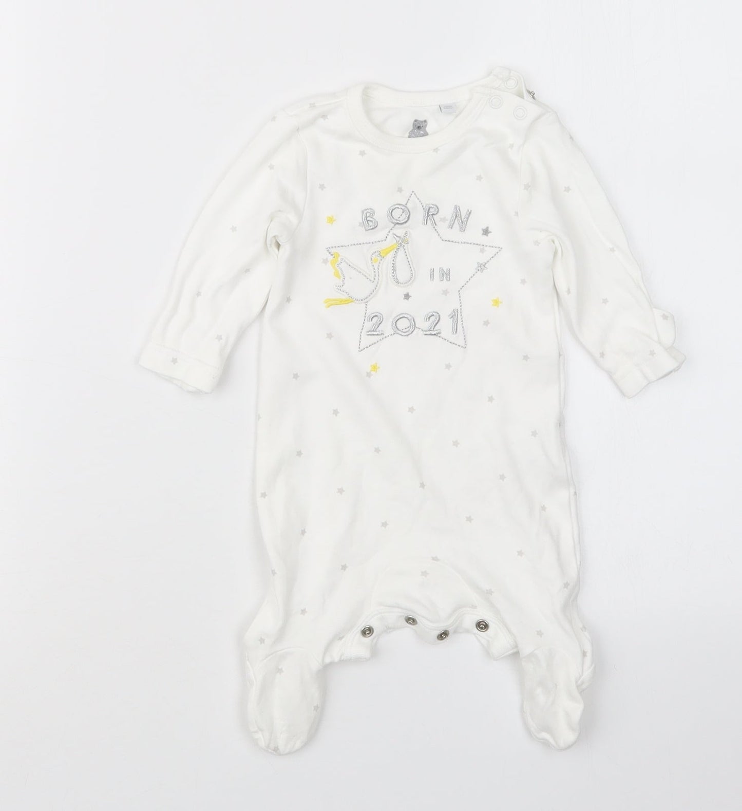Blue Zoo Baby White Geometric  Babydoll One Piece Size Newborn