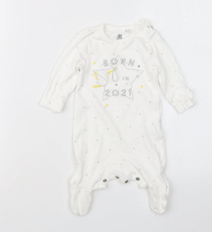 Blue Zoo Baby White Geometric  Babydoll One Piece Size Newborn