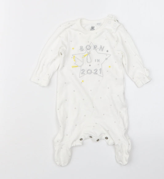 Blue Zoo Baby White Geometric  Babydoll One Piece Size Newborn