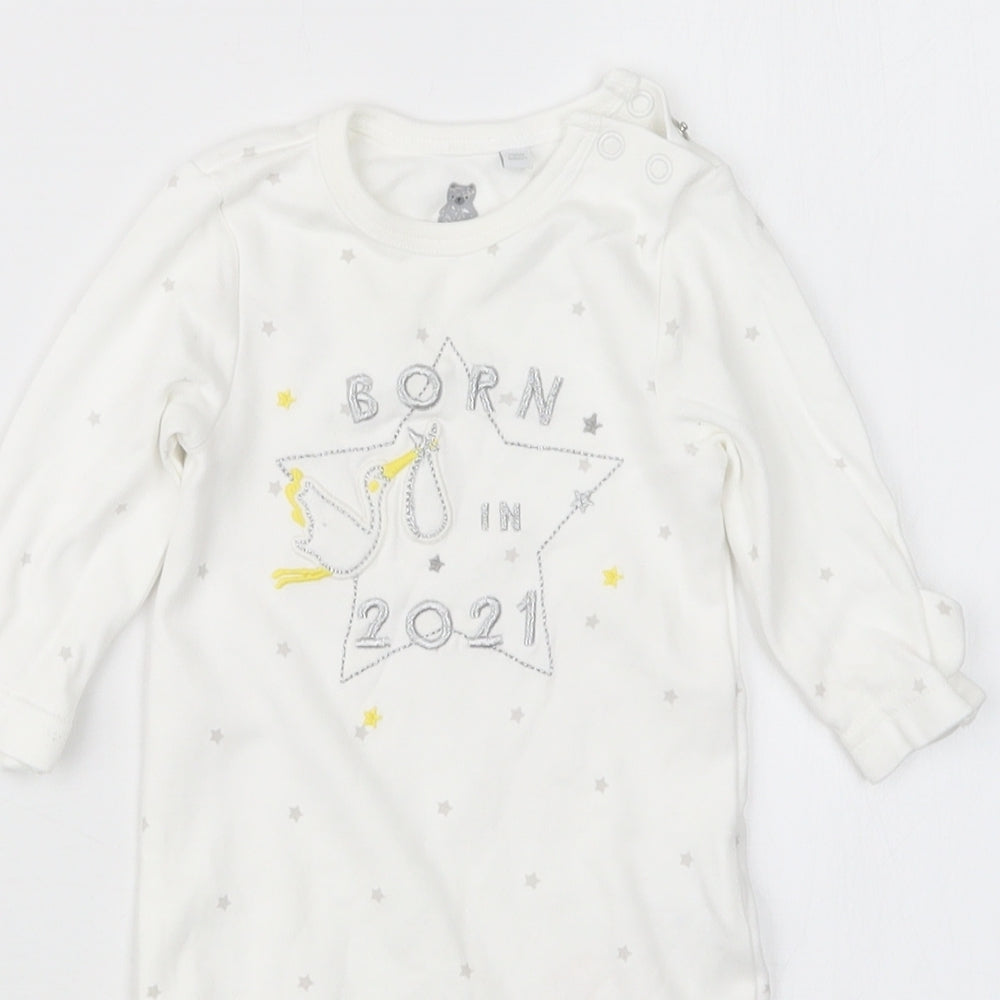 Blue Zoo Baby White Geometric  Babydoll One Piece Size Newborn