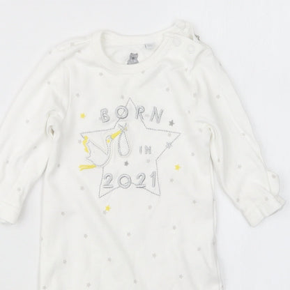 Blue Zoo Baby White Geometric  Babydoll One Piece Size Newborn