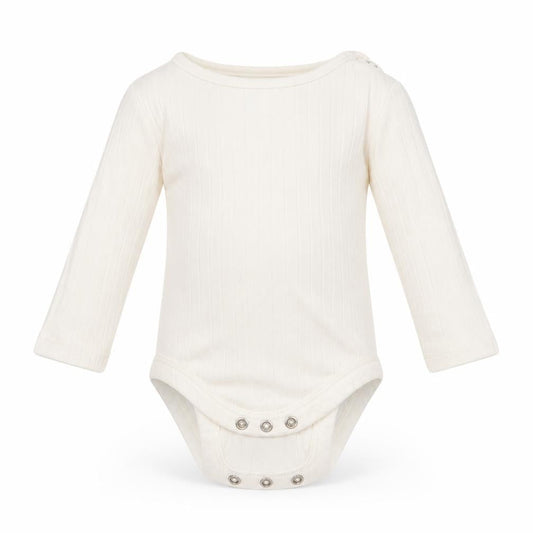 Front view of F&F girls’ white babygrow one-piece, size 0-3, months