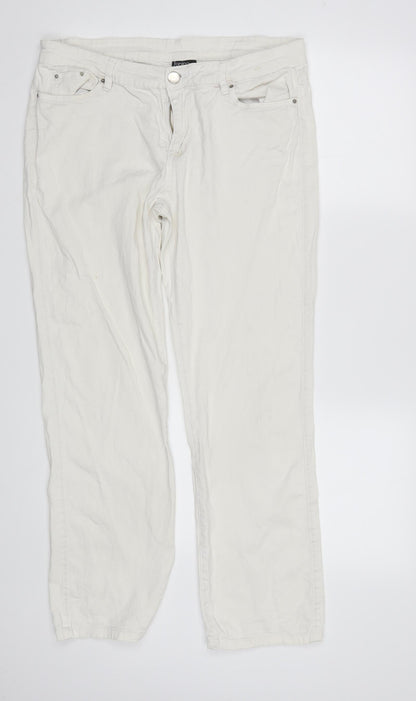 Womens UK Size 14 Janina Regular Fit Straight White Jeans