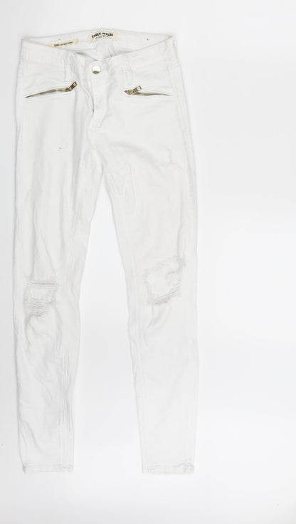 Womens UK Size 10 TALLY WEiJL Slim Fit Skinny White Jeans
