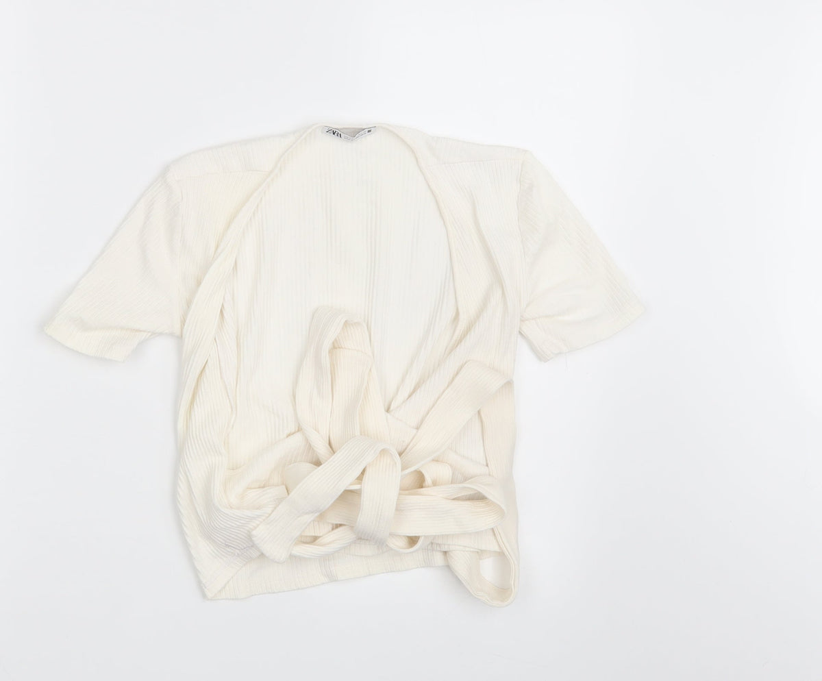 Additional front view of Zara women’s ivory pullover sweatshirt, size S