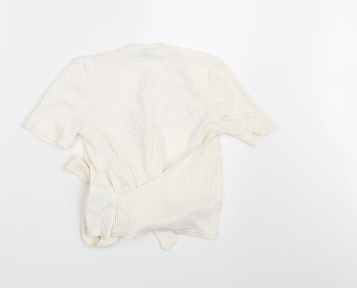 Back view of Zara women’s ivory pullover sweatshirt, size S