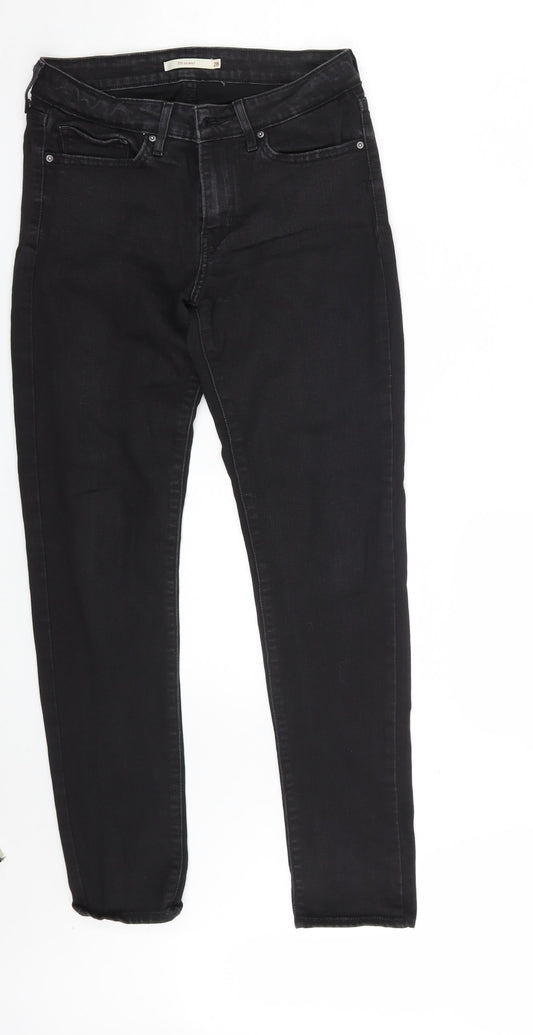 Additional front view of 711 Skinny women’s black denim skinny jeans, size UK 28, in, 28-inch leg