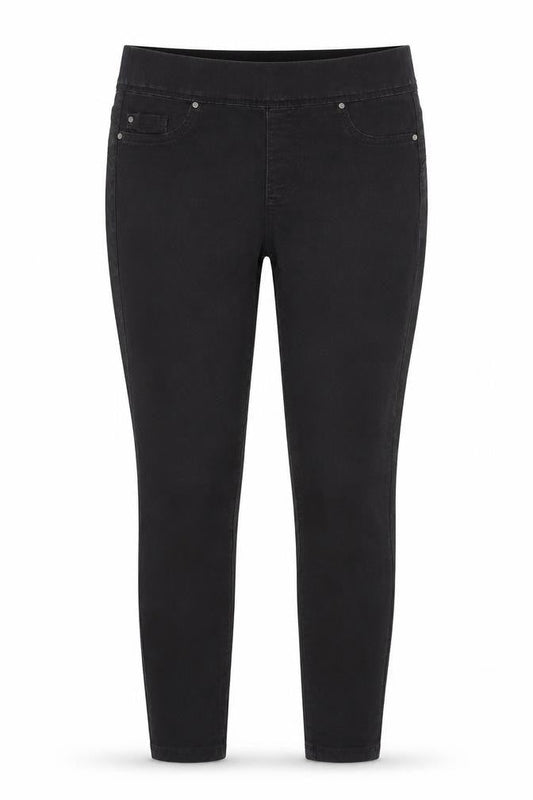 Front view of Denim Co. women’s black denim jegging jeans, size UK 12, 26-inch leg