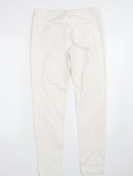 Denim Co.  Womens White  Denim Straight Jeans Size 12 L28 in