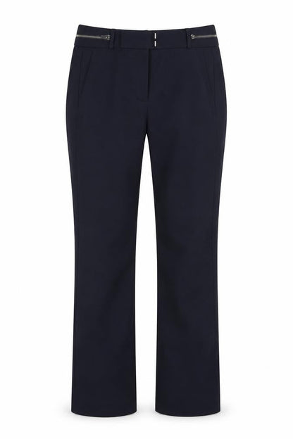 Front view of Marks & Spencer women’s blue trousers, size UK 8, 30-inch leg