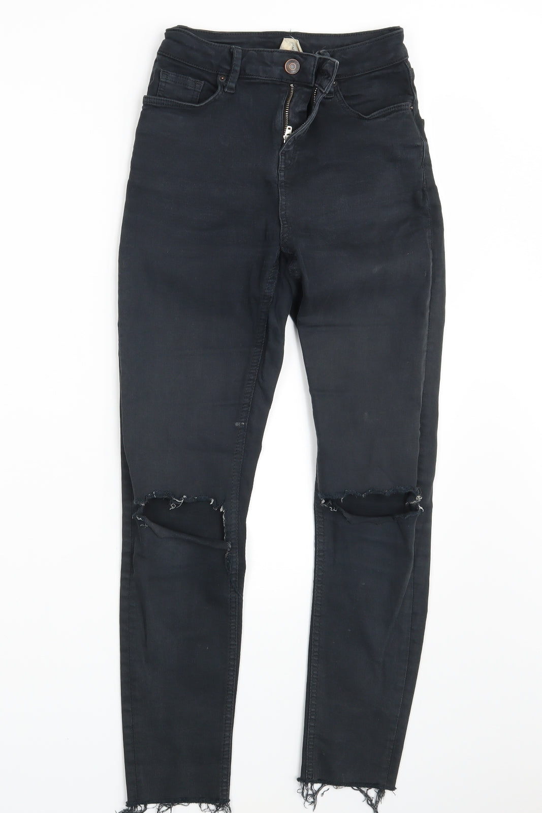 Topshop Womens Black  Denim Skinny Jeans Size 24 in L26 in