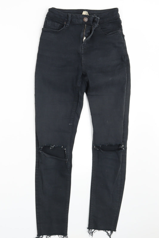 Topshop Womens Black  Denim Skinny Jeans Size 24 in L26 in