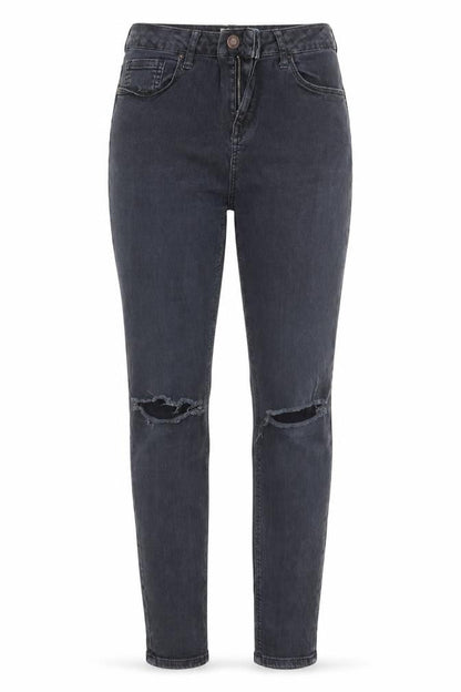 Front view of Topshop women’s black denim skinny jeans, size UK 30, in, 30-inch leg