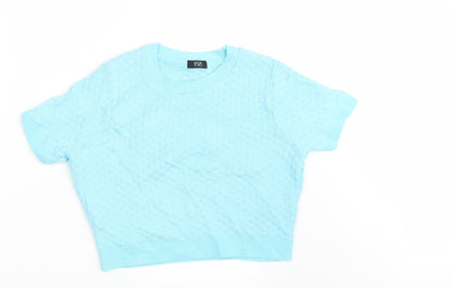 F&F Womens Blue Geometric Knit Pullover Jumper Size 12