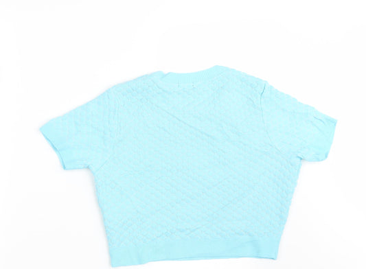 F&F Womens Blue Geometric Knit Pullover Jumper Size 12