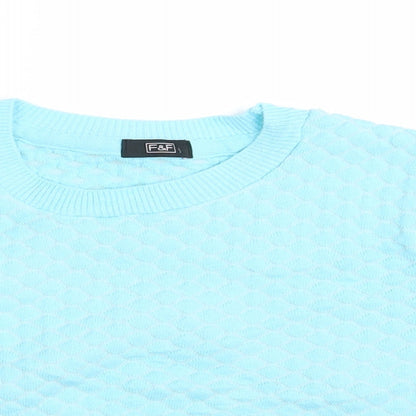 F&F Womens Blue Geometric Knit Pullover Jumper Size 12