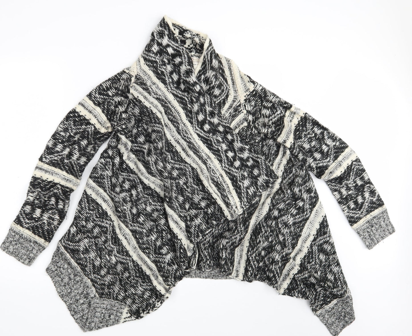 Cotton On Womens Black Argyle/Diamond Knit Wrap Jumper Size S