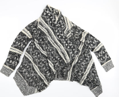 Cotton On Womens Black Argyle/Diamond Knit Wrap Jumper Size S