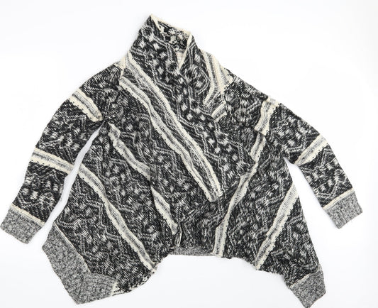 Cotton On Womens Black Argyle/Diamond Knit Wrap Jumper Size S