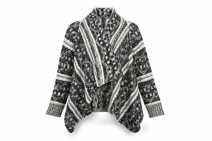 Cotton On Womens Black Argyle/Diamond Knit Wrap Jumper Size S