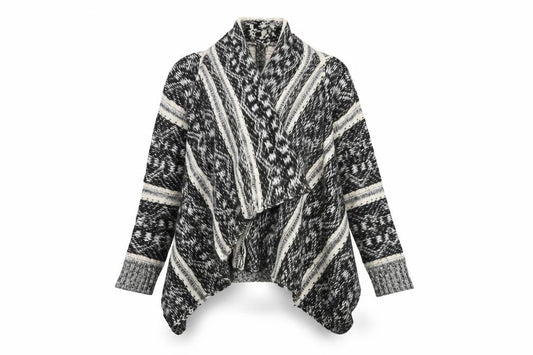 Cotton On Womens Black Argyle/Diamond Knit Wrap Jumper Size S