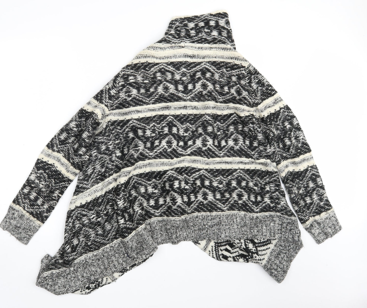 Cotton On Womens Black Argyle/Diamond Knit Wrap Jumper Size S