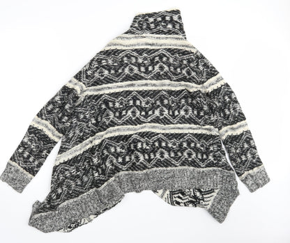 Cotton On Womens Black Argyle/Diamond Knit Wrap Jumper Size S