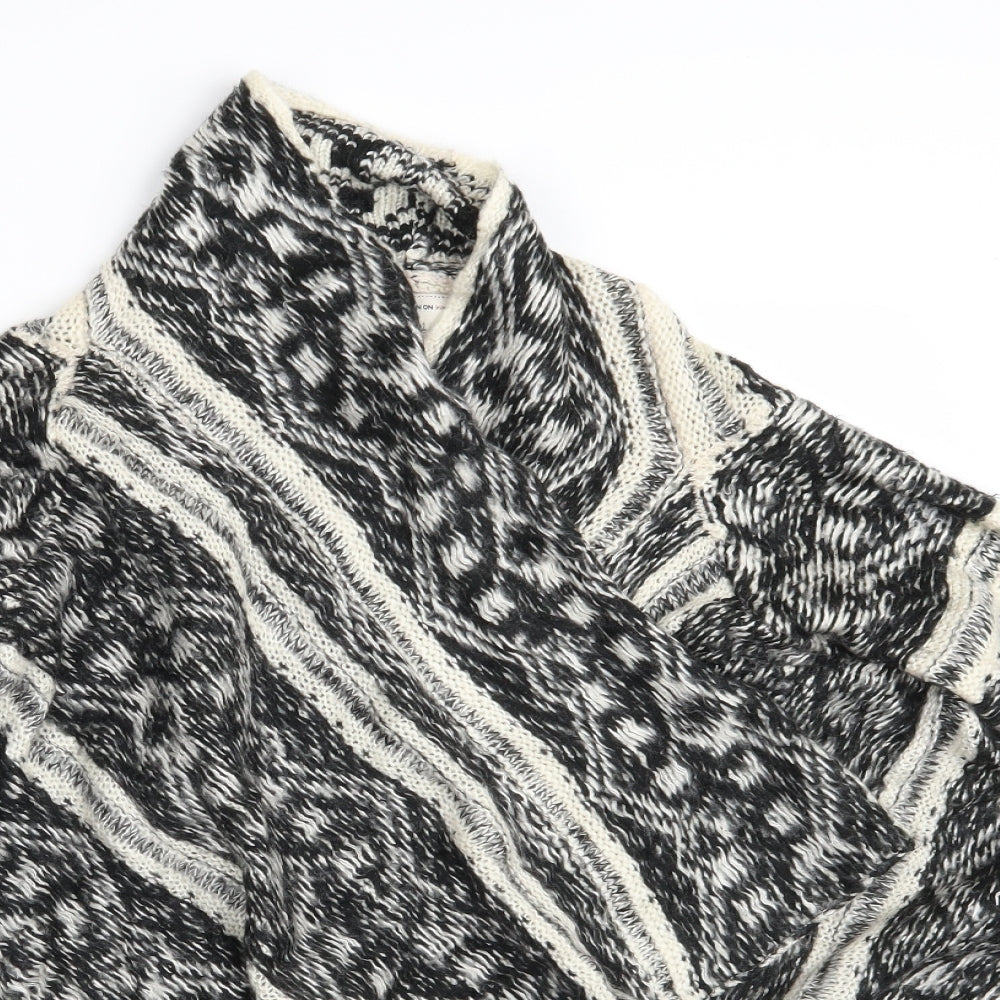 Cotton On Womens Black Argyle/Diamond Knit Wrap Jumper Size S