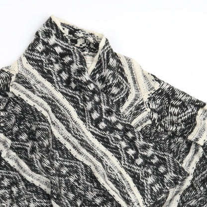 Cotton On Womens Black Argyle/Diamond Knit Wrap Jumper Size S