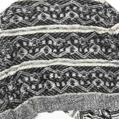 Cotton On Womens Black Argyle/Diamond Knit Wrap Jumper Size S