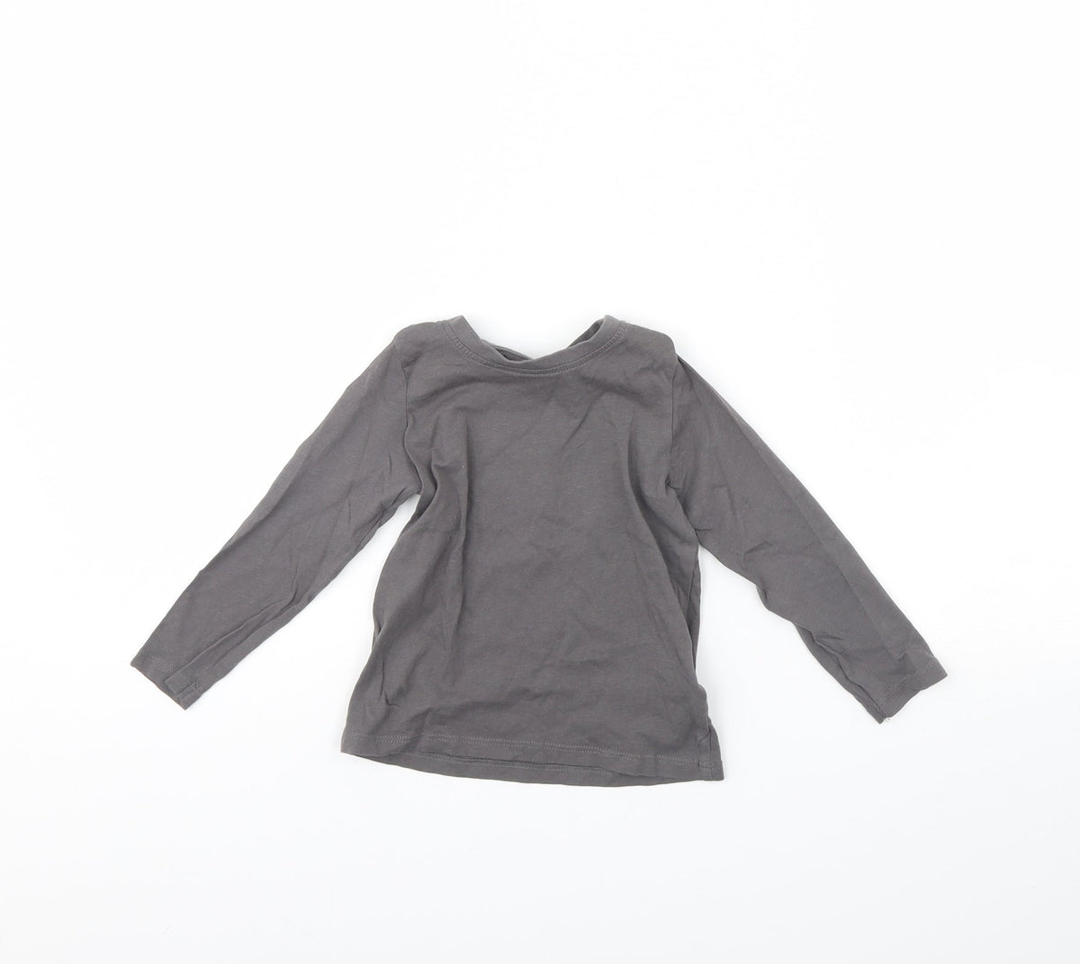 Additional front view of Lulipu Baby Grey Basic T-Shirt, size 12, Months