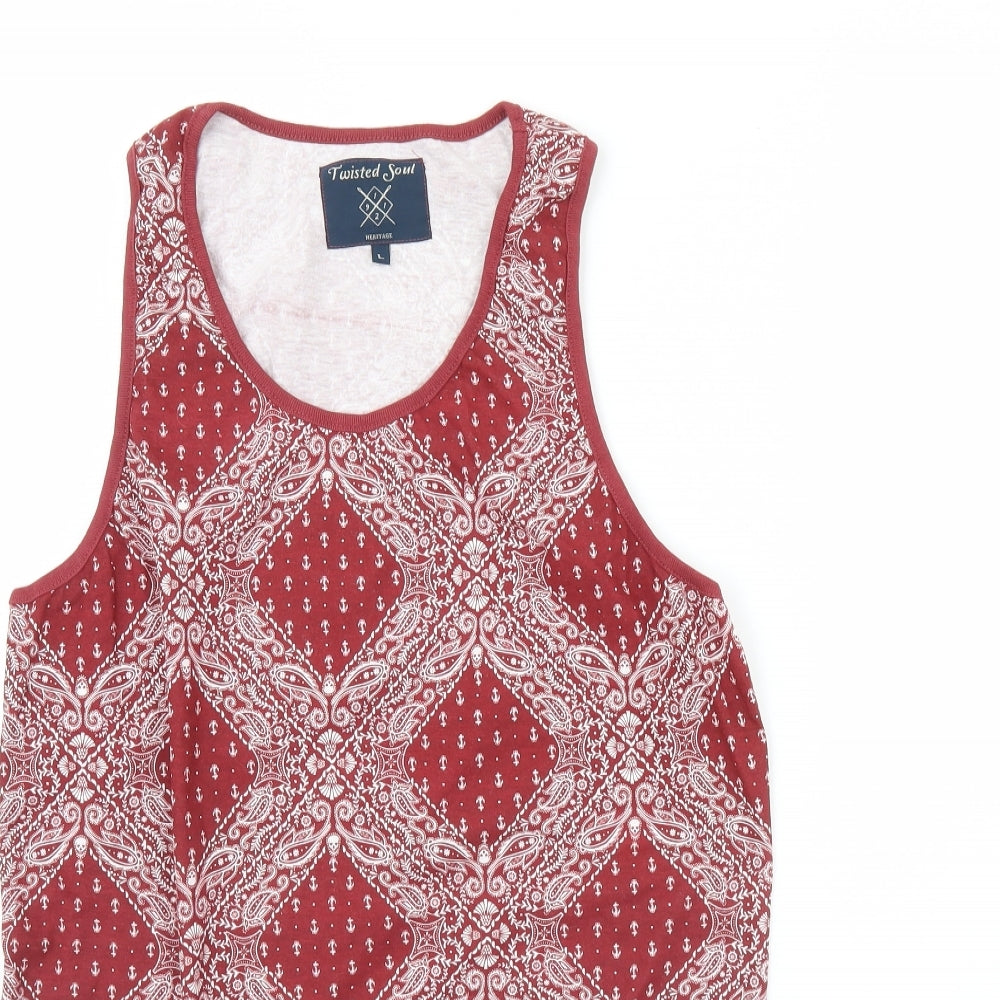 Womens UK Size L Twisted Soul Red Basic Tank