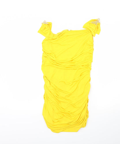 Maia Hemera Womens Yellow   Bodycon  Size S
