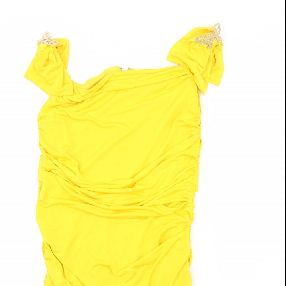 Maia Hemera Womens Yellow   Bodycon  Size S